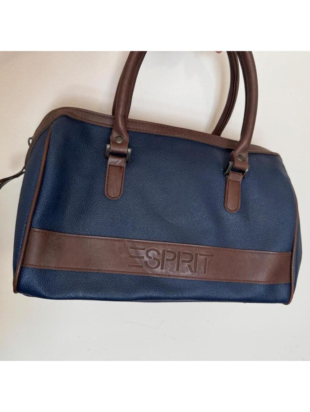 Vintage 90s Esprit Navy Blue Bowler Bag Satchel